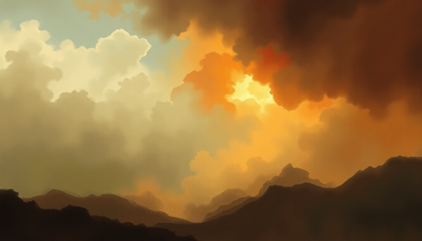 Fan-driven abstract illustration evoking the emotional arc of Egmont Overture by Ludwig van Beethoven