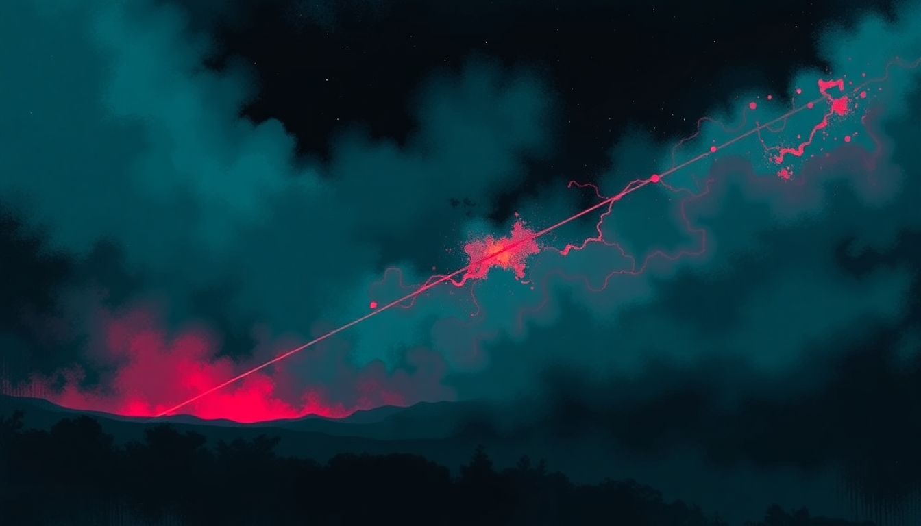 Fan-driven abstract illustration evoking the emotional arc of Eight Miles High by Hüsker Dü