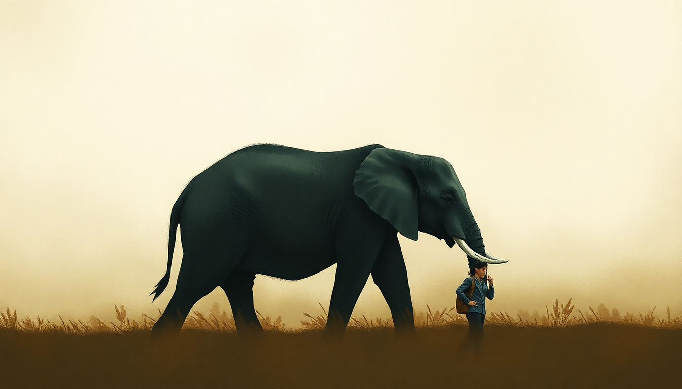 Fan-driven abstract illustration evoking the emotional arc of Elephant by Jason Isbell