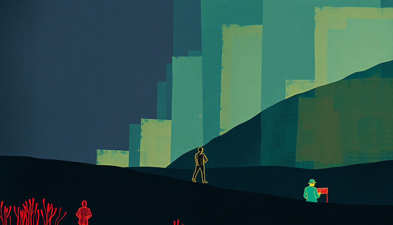 Fan-driven abstract illustration evoking the emotional arc of Elephant Stone by The Stone Roses