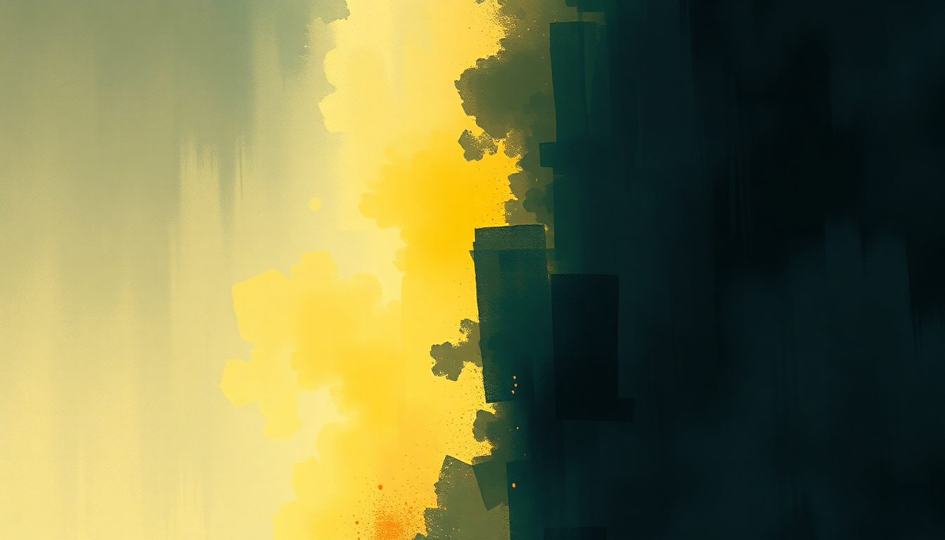 Fan-driven abstract illustration evoking the emotional arc of Emission Control by AC/DC