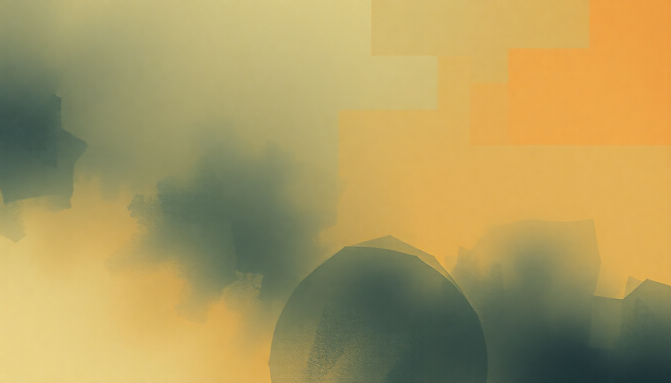 Fan-driven abstract illustration evoking the emotional arc of En Saga by Jean Sibelius