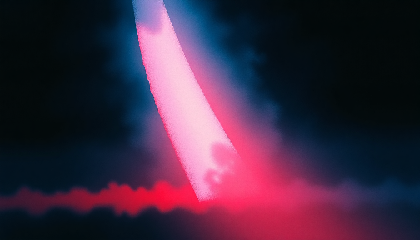 Fan-driven abstract illustration evoking the emotional arc of Enola Gay by Orchestral Manoeuvres in the Dark