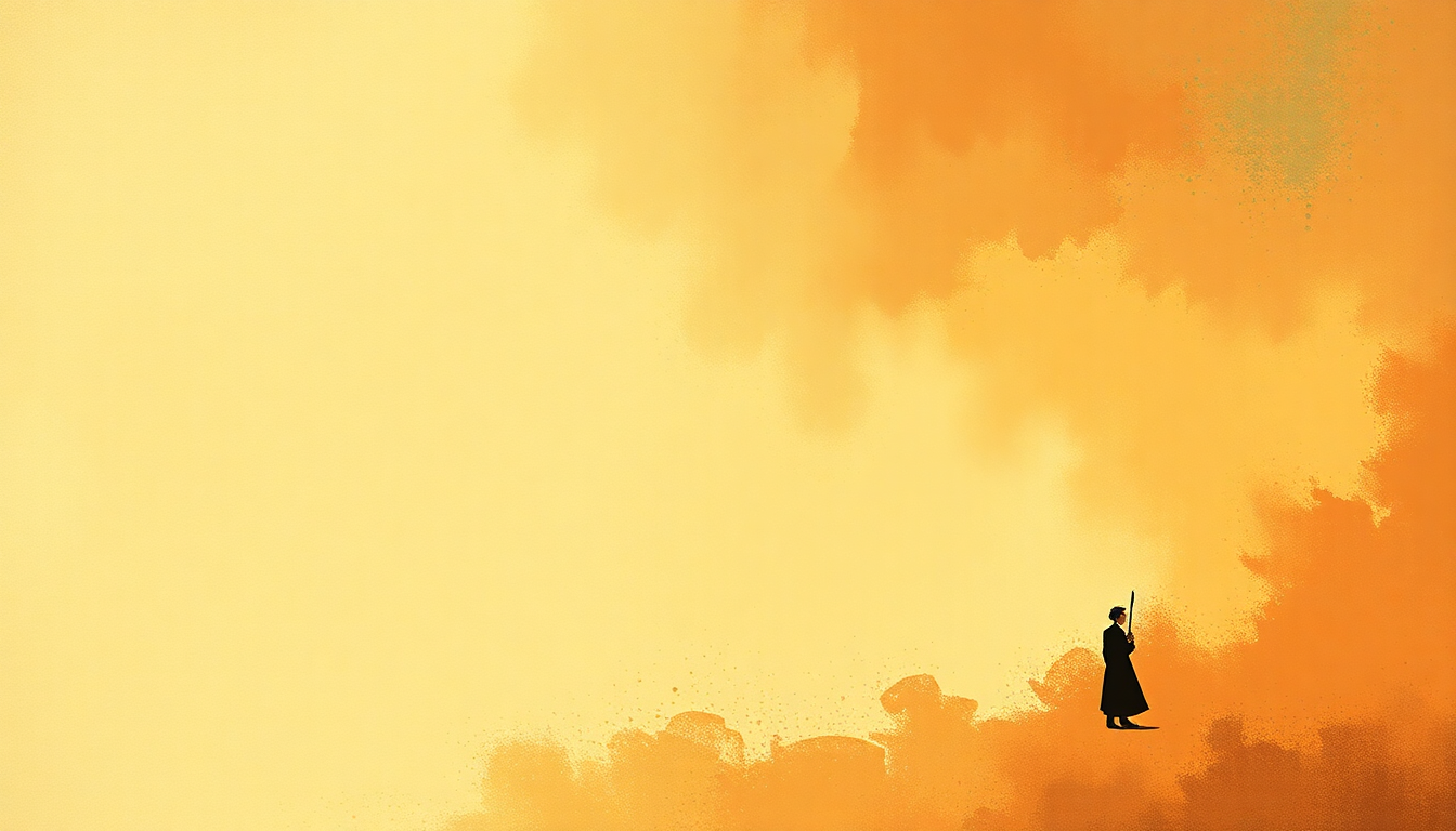 Fan-driven abstract illustration evoking the emotional arc of Polonaise from Eugene Onegin by Pyotr Ilyich Tchaikovsky