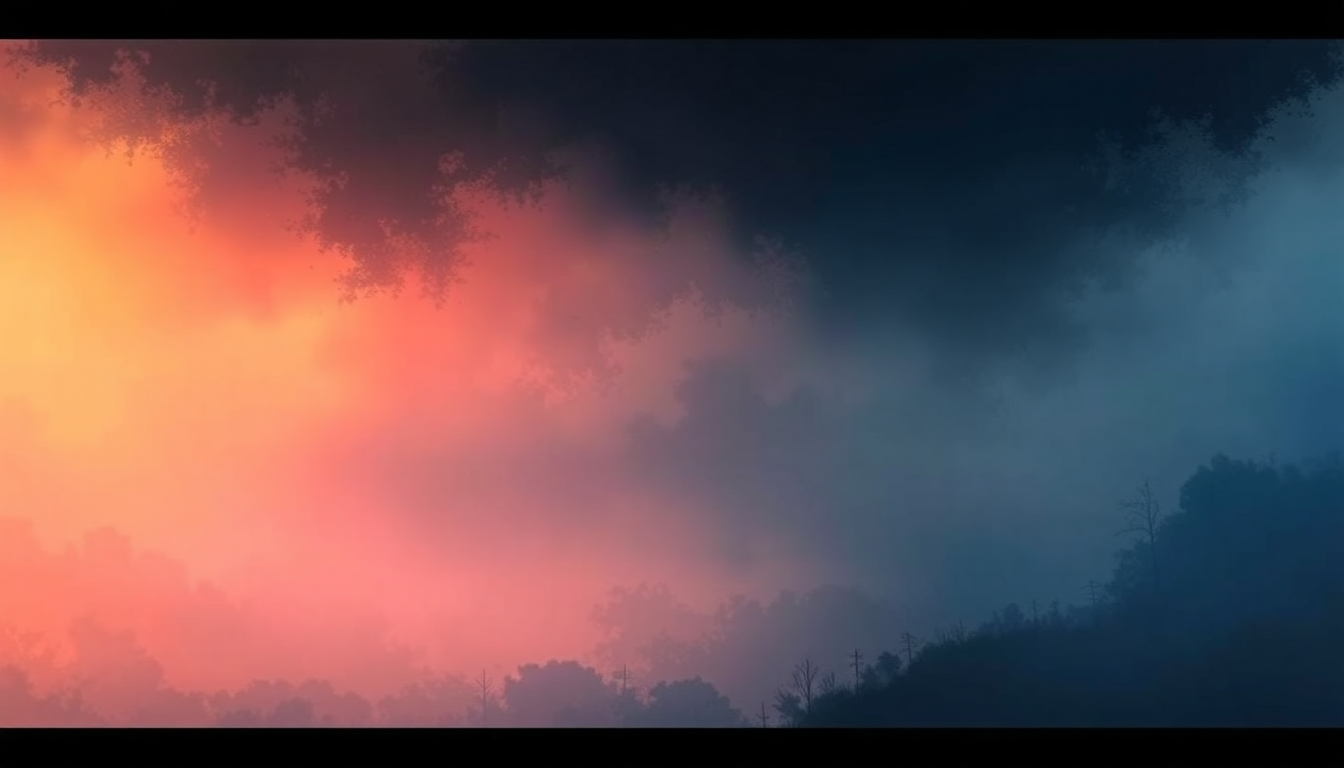 Fan-driven abstract illustration evoking the emotional arc of Evening Falls... by Enya