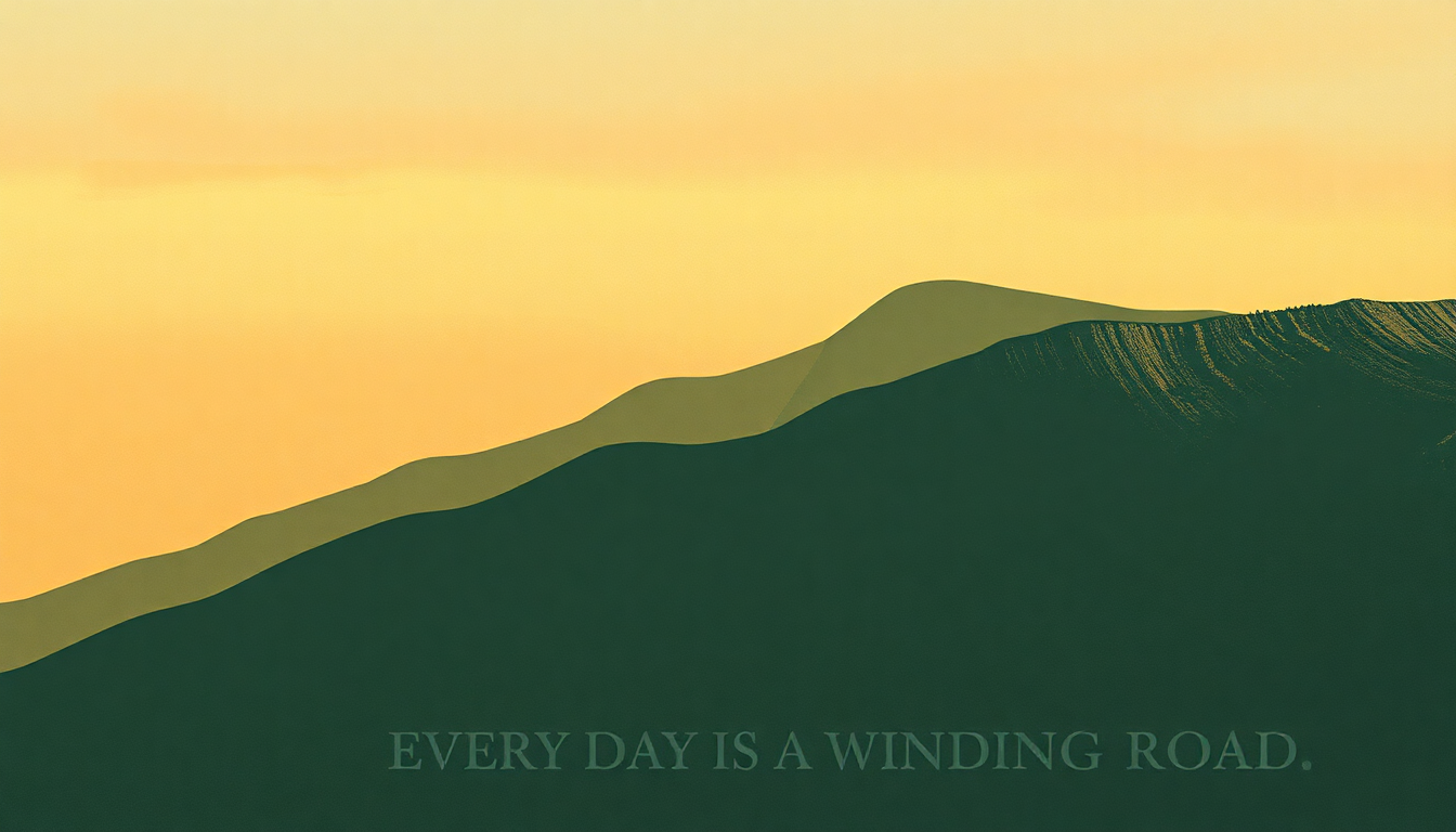 Fan-driven abstract illustration evoking the emotional arc of Every Day Is a Winding Road by Sheryl Crow