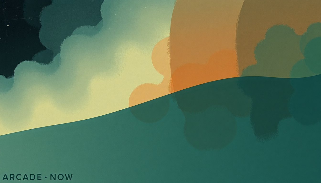 Fan-driven abstract illustration evoking the emotional arc of Everything Now by Arcade Fire