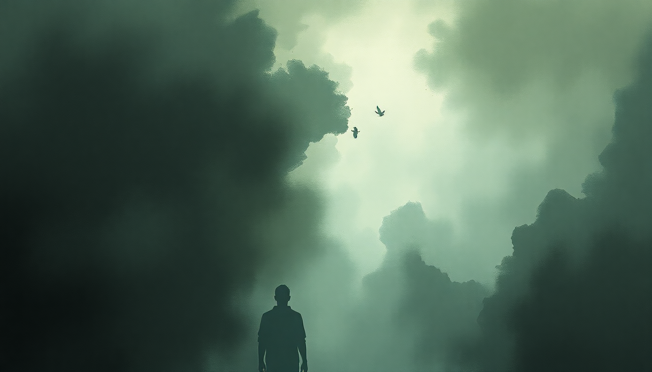 Fan-driven abstract illustration evoking the emotional arc of Evolution by Korn