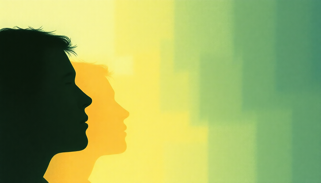 Fan-driven abstract illustration evoking the emotional arc of Faces in Disguise by Sunny Day Real Estate