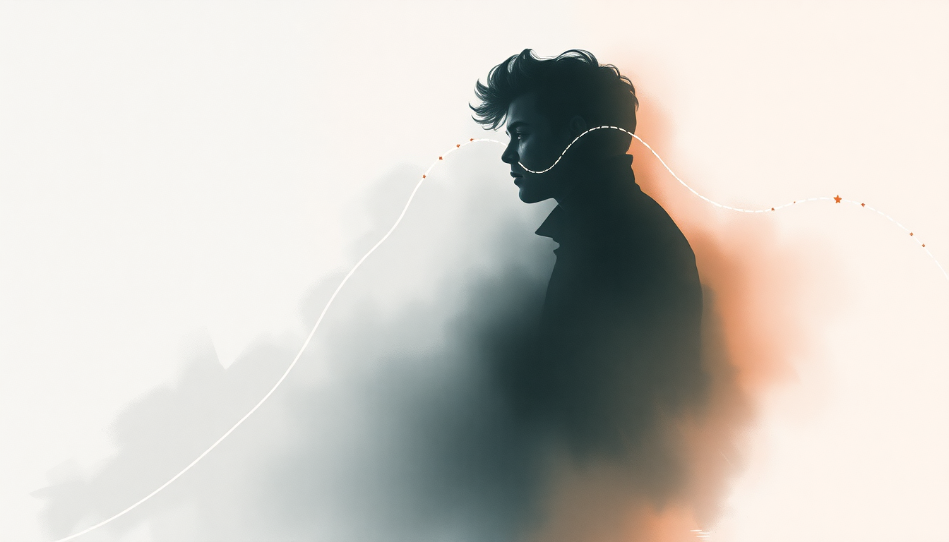 Fan-driven abstract illustration evoking the emotional arc of Falling by Harry Styles