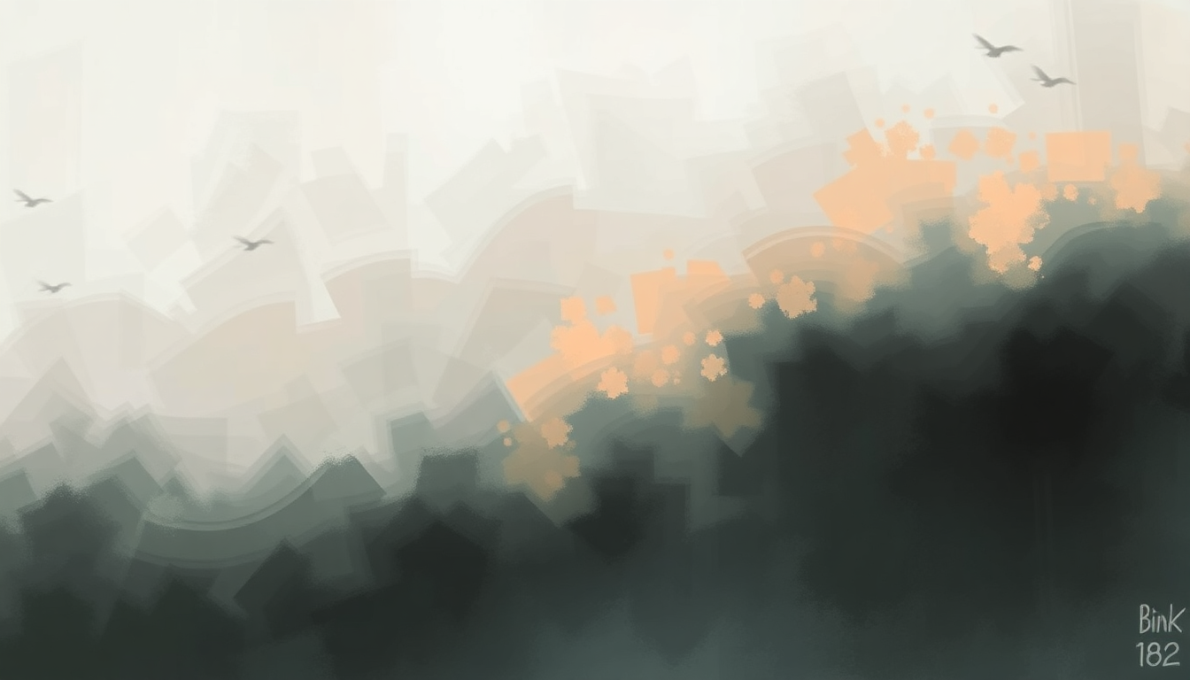 Fan-driven abstract illustration evoking the emotional arc of Feeling This by Blink-182