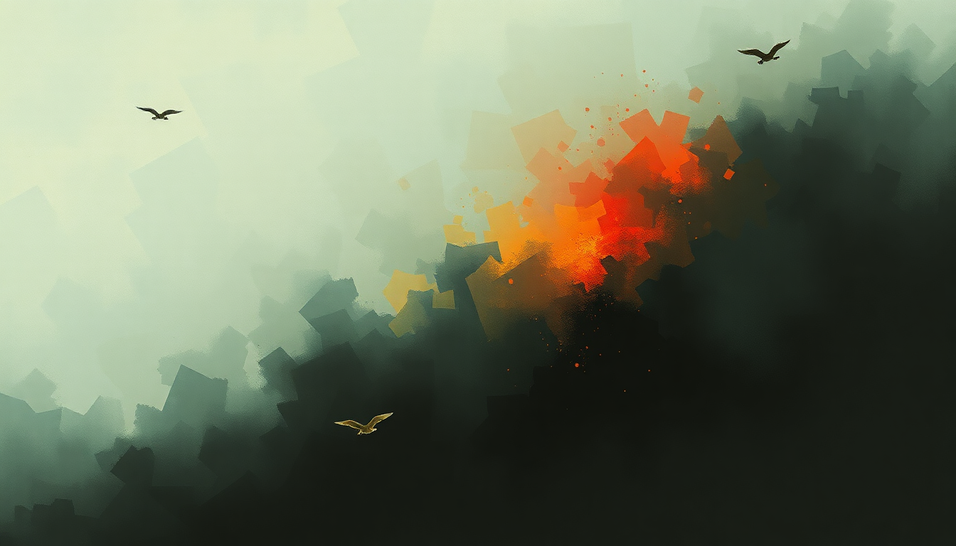 Fan-driven abstract illustration evoking the emotional arc of Fetch the Bolt Cutters by Fiona Apple