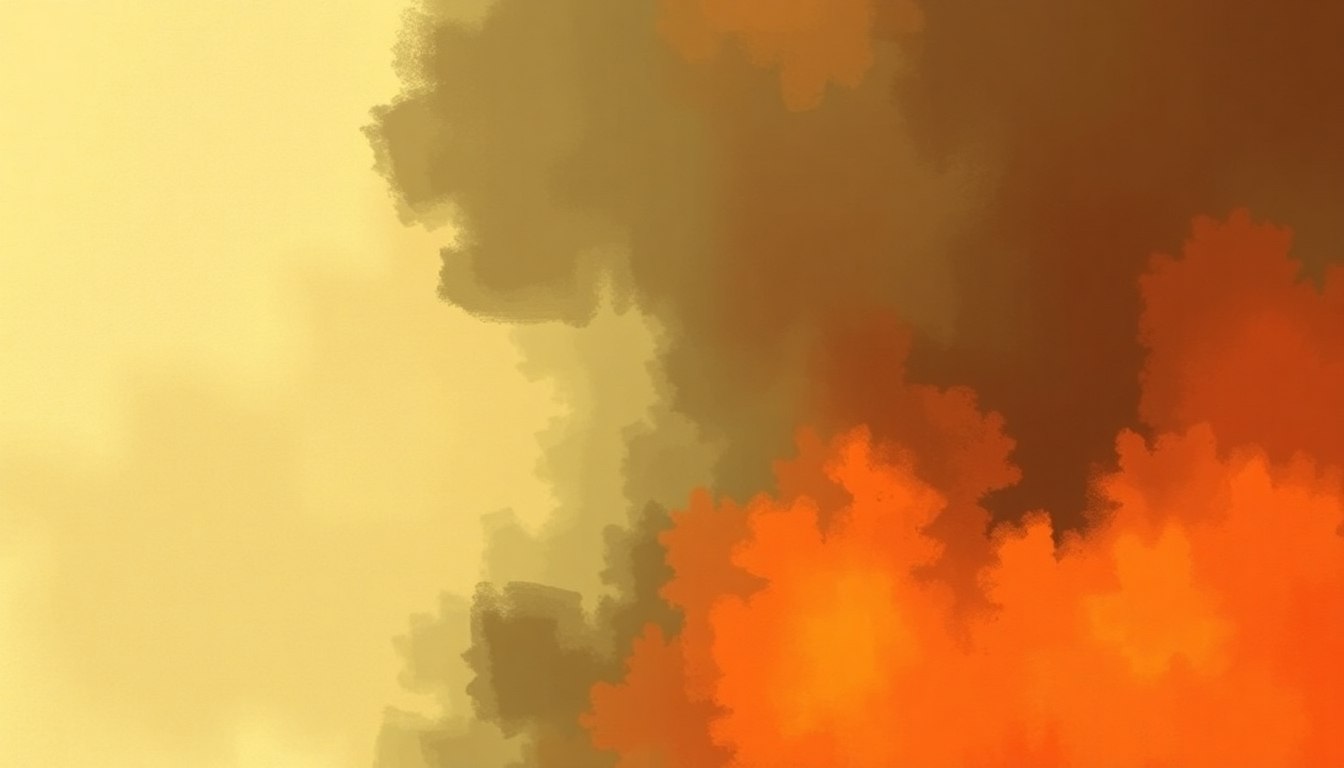 Fan-driven abstract illustration evoking the emotional arc of Fire Coming Out of the Monkeys Head by Gorillaz