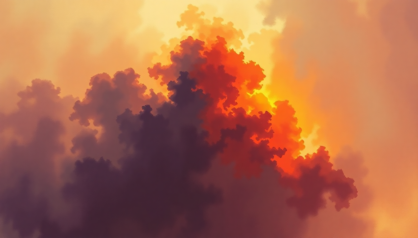 Fan-driven abstract illustration evoking the emotional arc of Fireball by Deep Purple