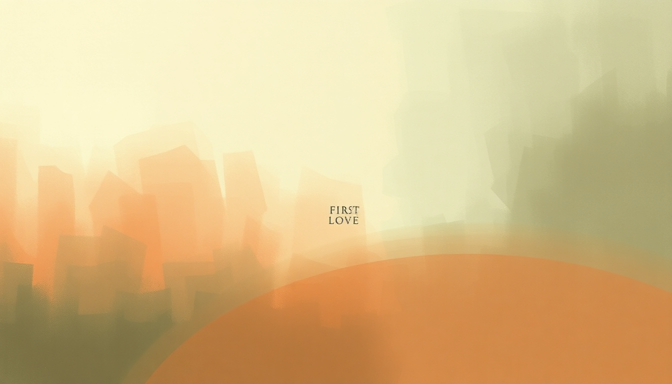 Fan-driven abstract illustration evoking the emotional arc of First Love by Adele