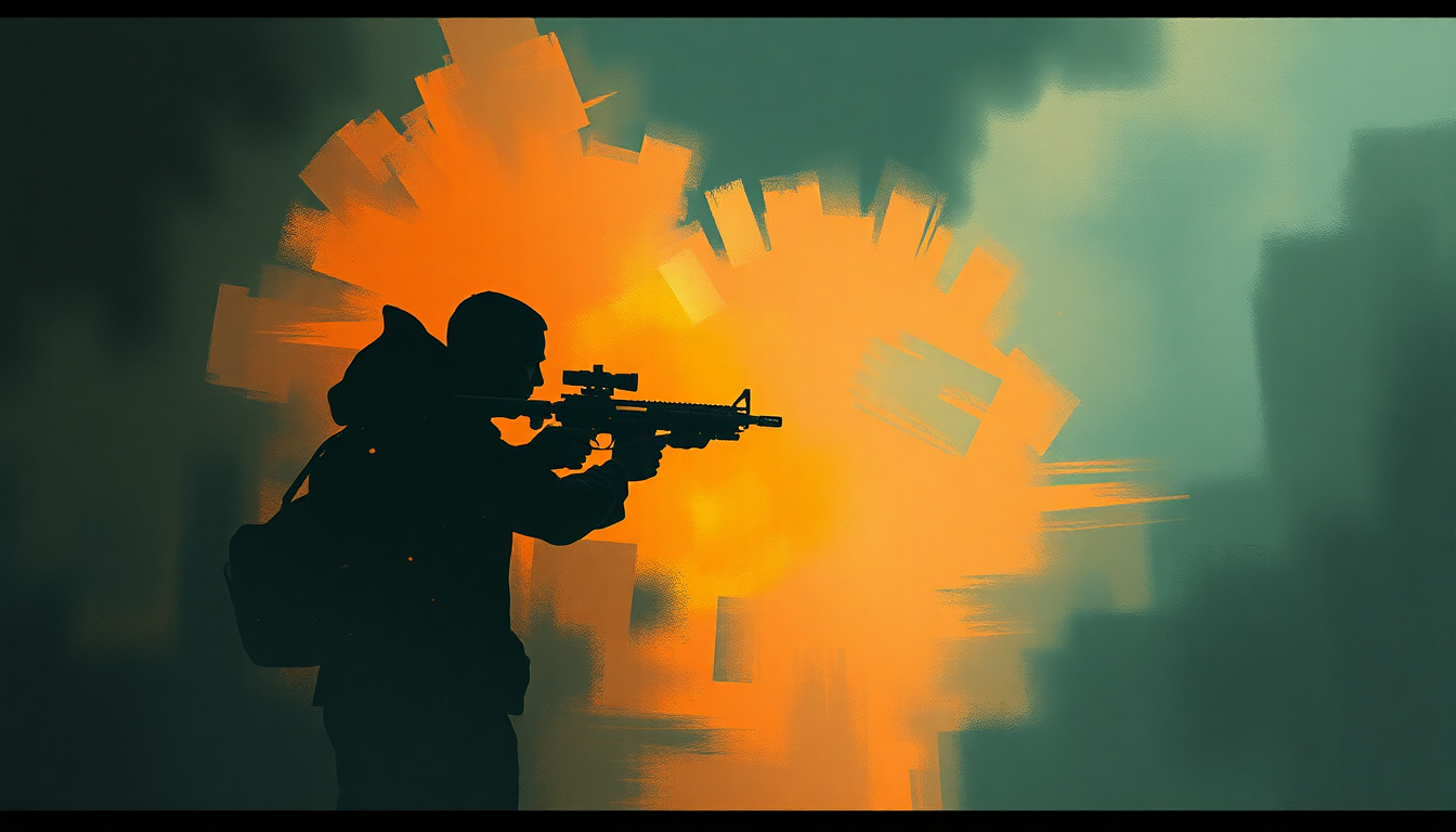Fan-driven abstract illustration evoking the emotional arc of First Person Shooter by Drake
