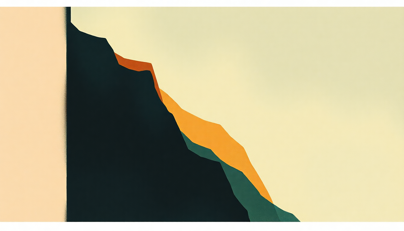 Fan-driven abstract illustration evoking the emotional arc of Five Eight and Ten by Mineral