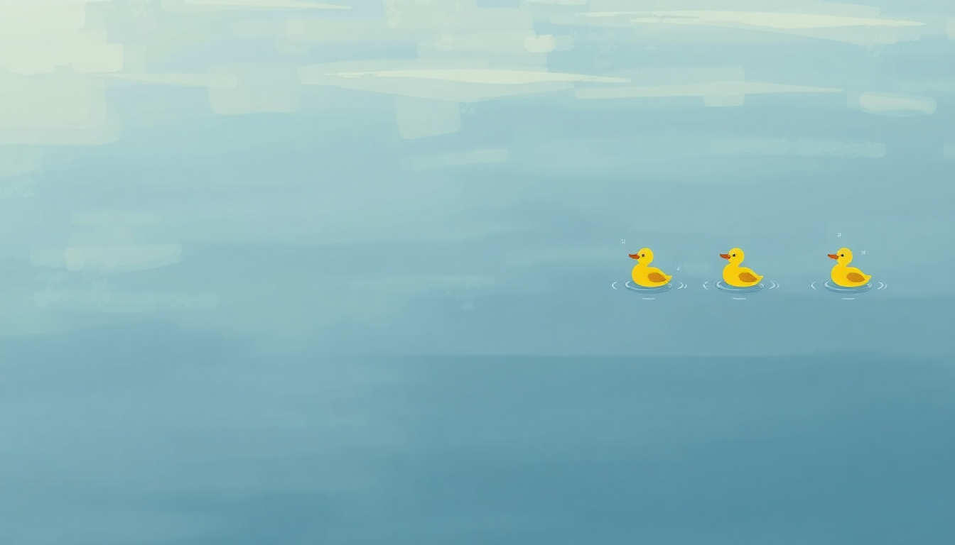 Fan-driven abstract illustration evoking the emotional arc of Five Little Ducks by Super Simple Songs