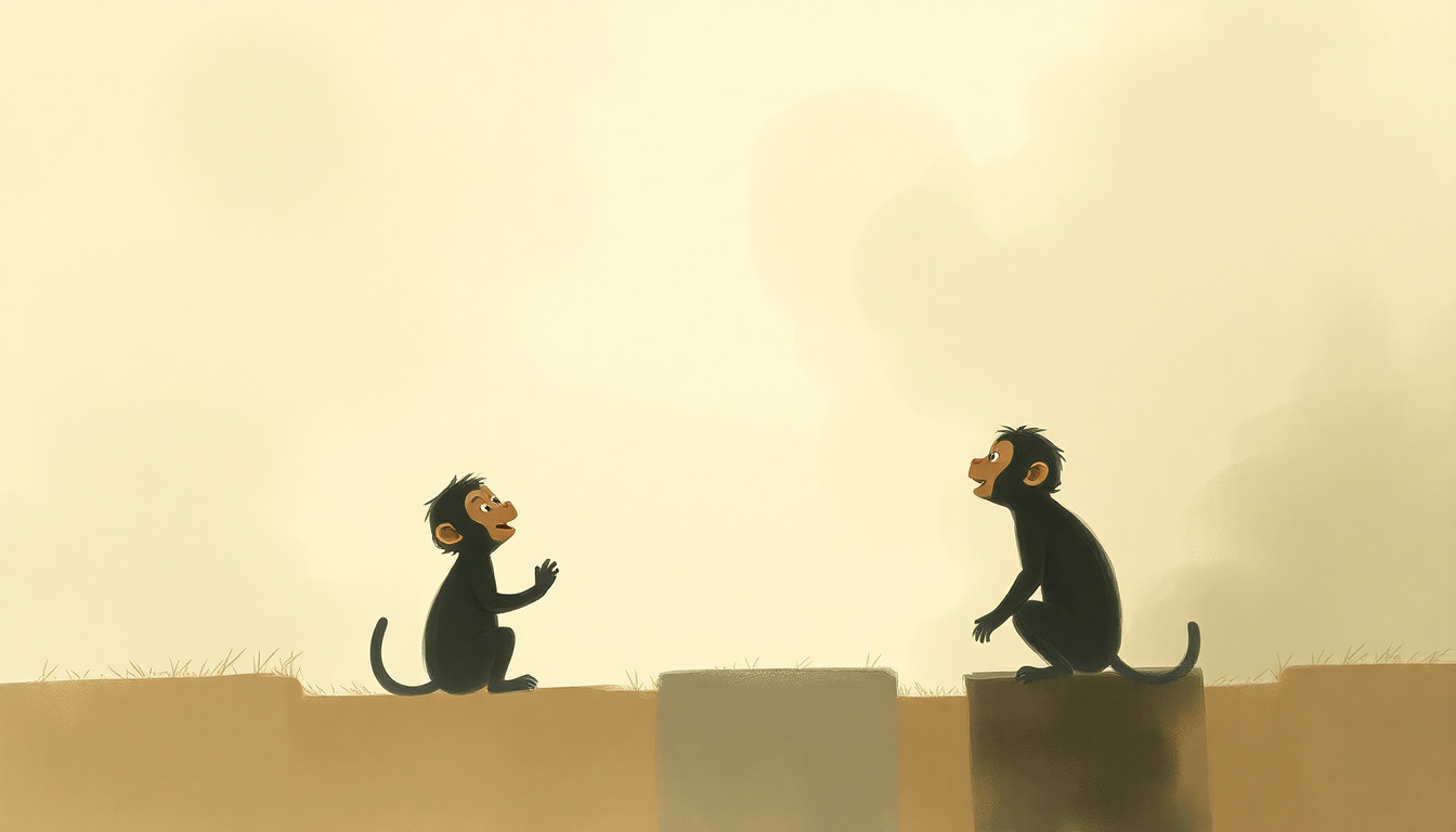 Fan-driven abstract illustration evoking the emotional arc of Five Little Monkeys by Super Simple Songs