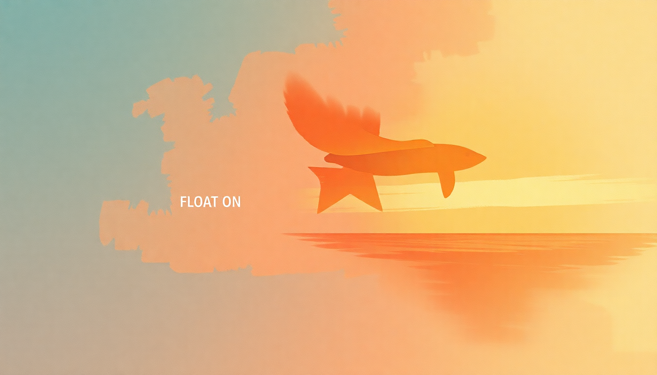 Fan-driven abstract illustration evoking the emotional arc of Float On by Modest Mouse