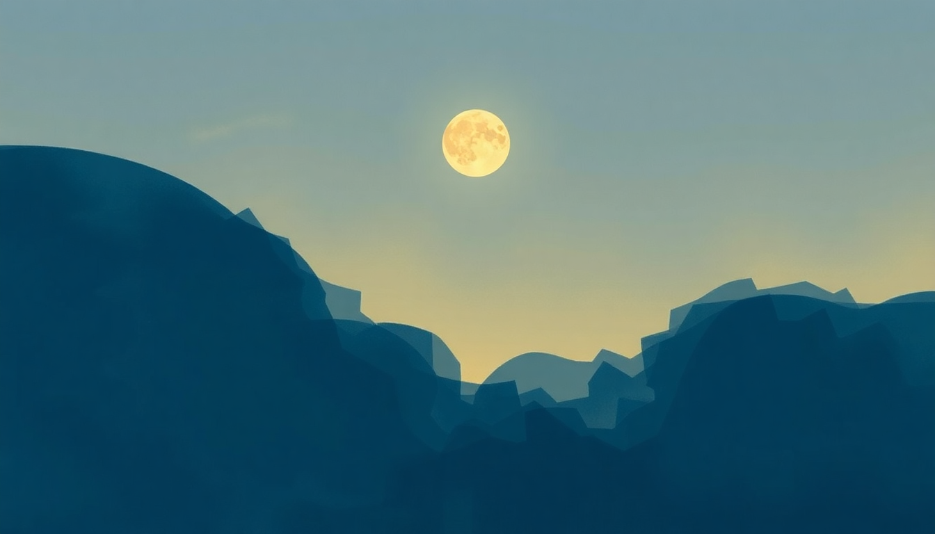 Fan-driven abstract illustration evoking the emotional arc of Fly Me to the Moon by Bobby Womack