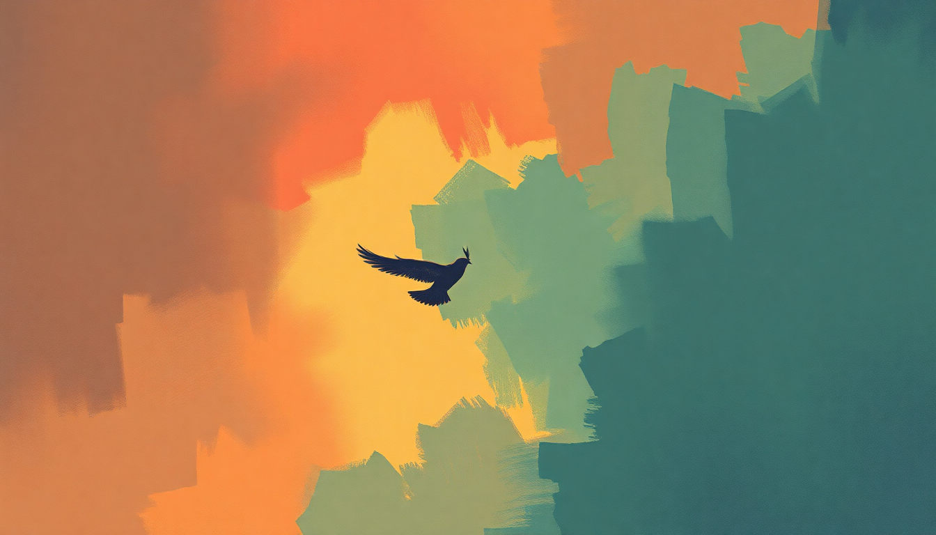 Fan-driven abstract illustration evoking the emotional arc of Flying High by Marvin Gaye