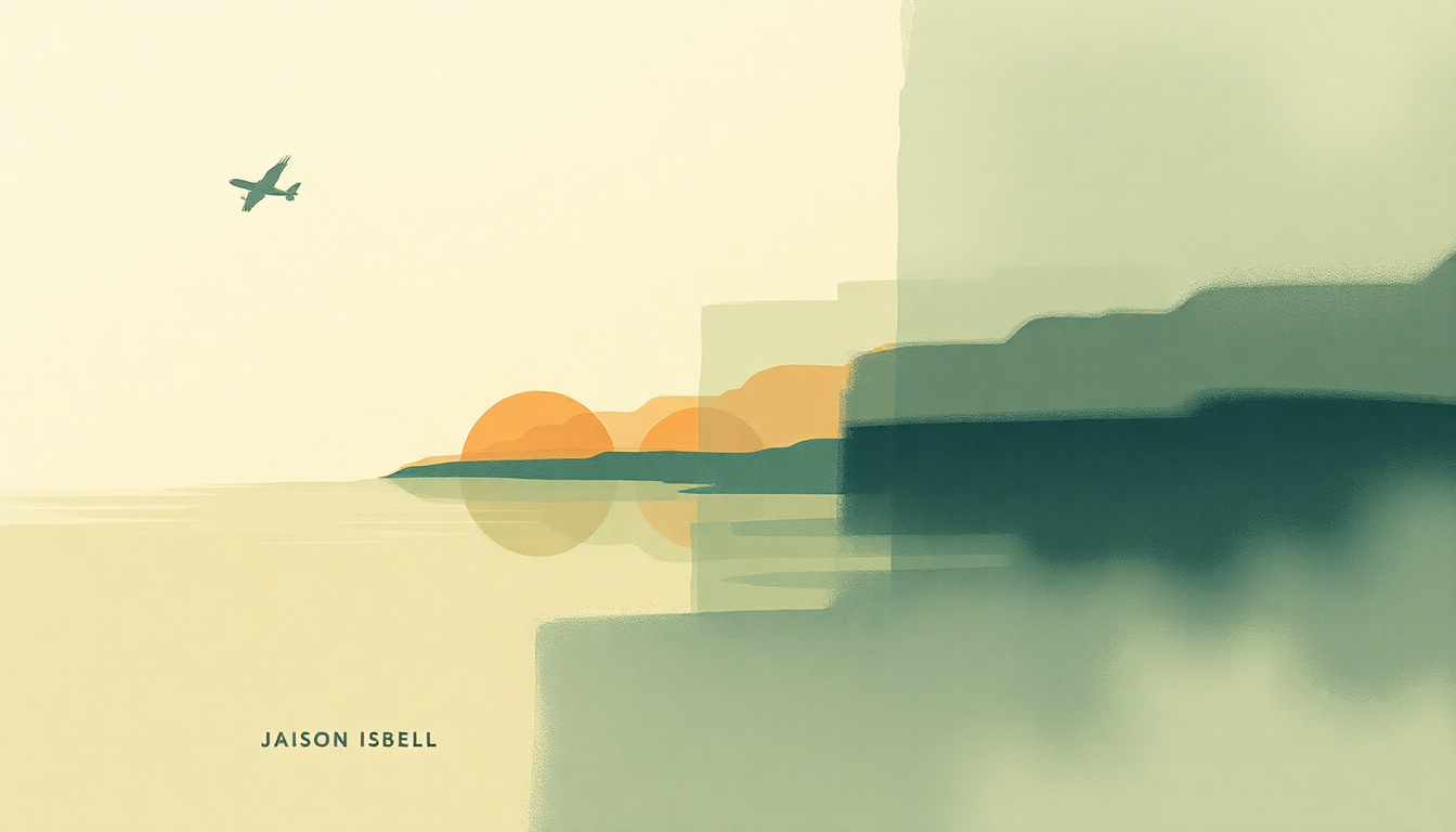 Fan-driven abstract illustration evoking the emotional arc of Flying Over Water by Jason Isbell