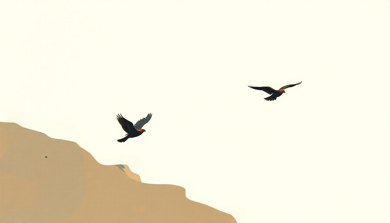 Fan-driven abstract illustration evoking the emotional arc of Flying Shoes by Townes Van Zandt
