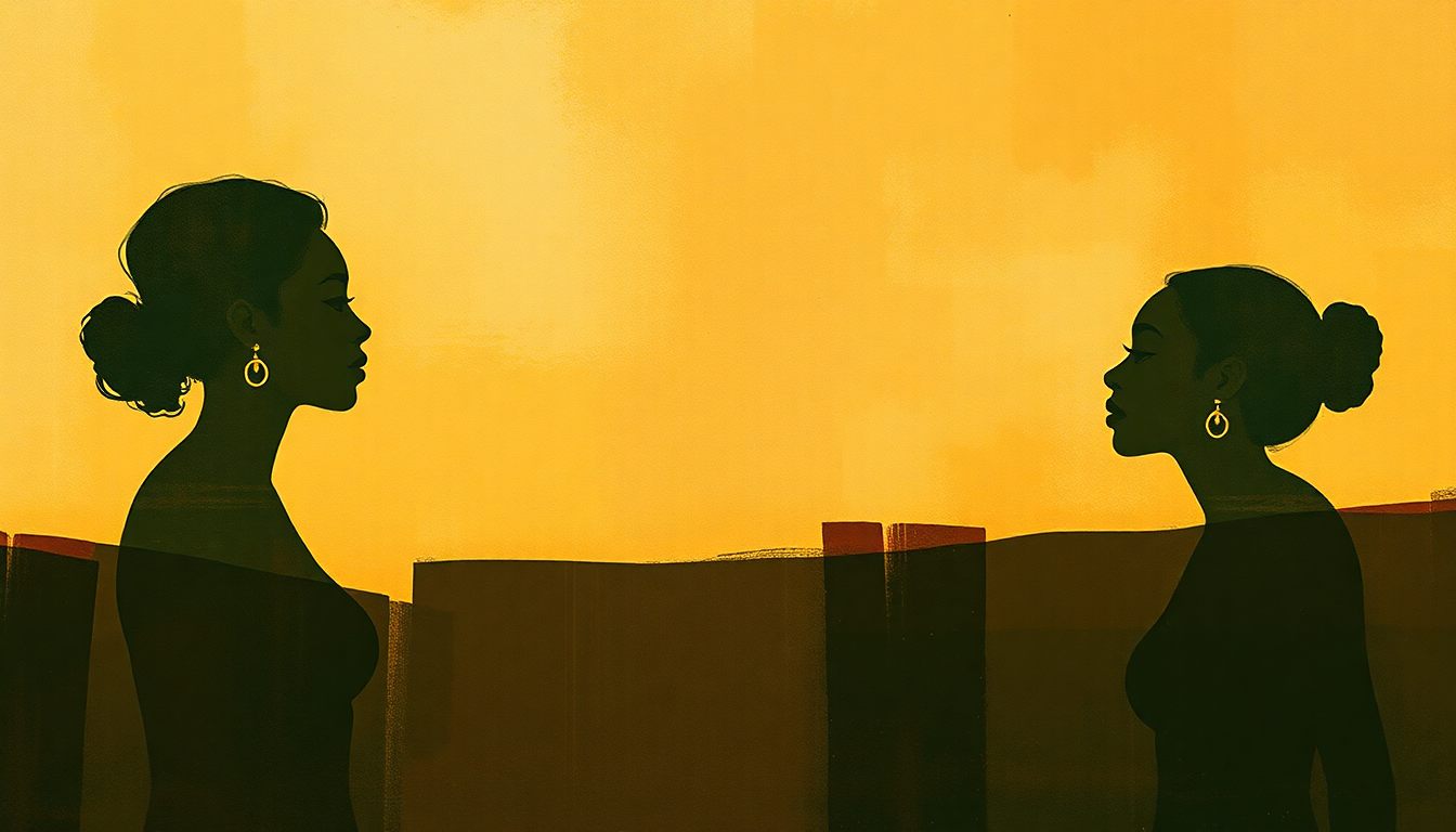 Fan-driven abstract illustration evoking the emotional arc of Four Women by Nina Simone