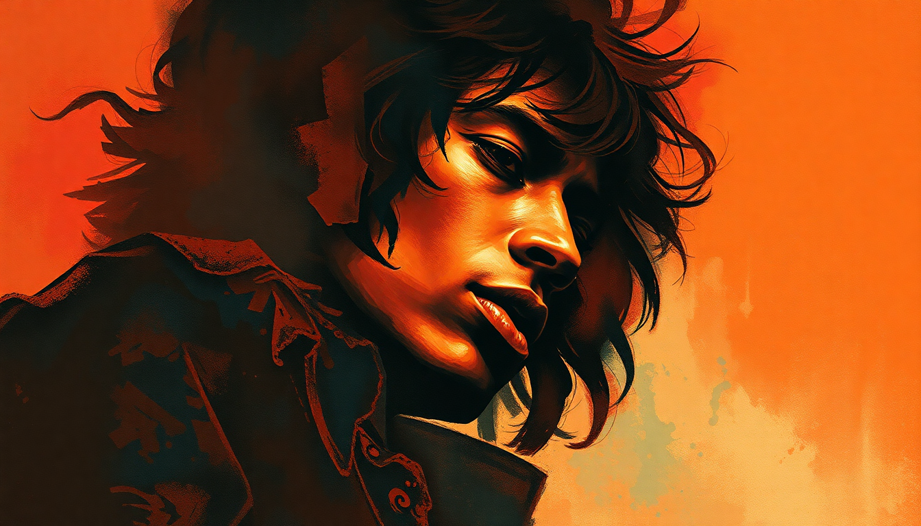 Fan-driven abstract illustration evoking the emotional arc of Foxy Lady by Jimi Hendrix