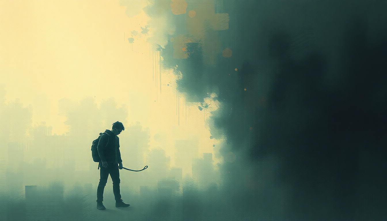 Fan-driven abstract illustration evoking the emotional arc of Freak on a Leash by Korn