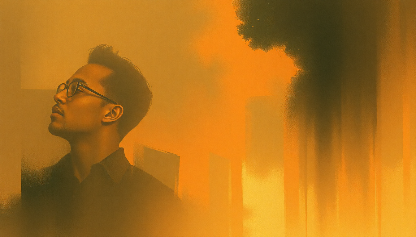 Fan-driven abstract illustration evoking the emotional arc of Free Jazz by Ornette Coleman