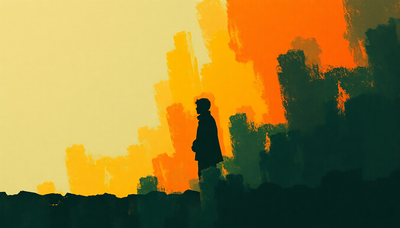 Fan-driven abstract illustration evoking the emotional arc of Fuga y Misterio by Astor Piazzolla