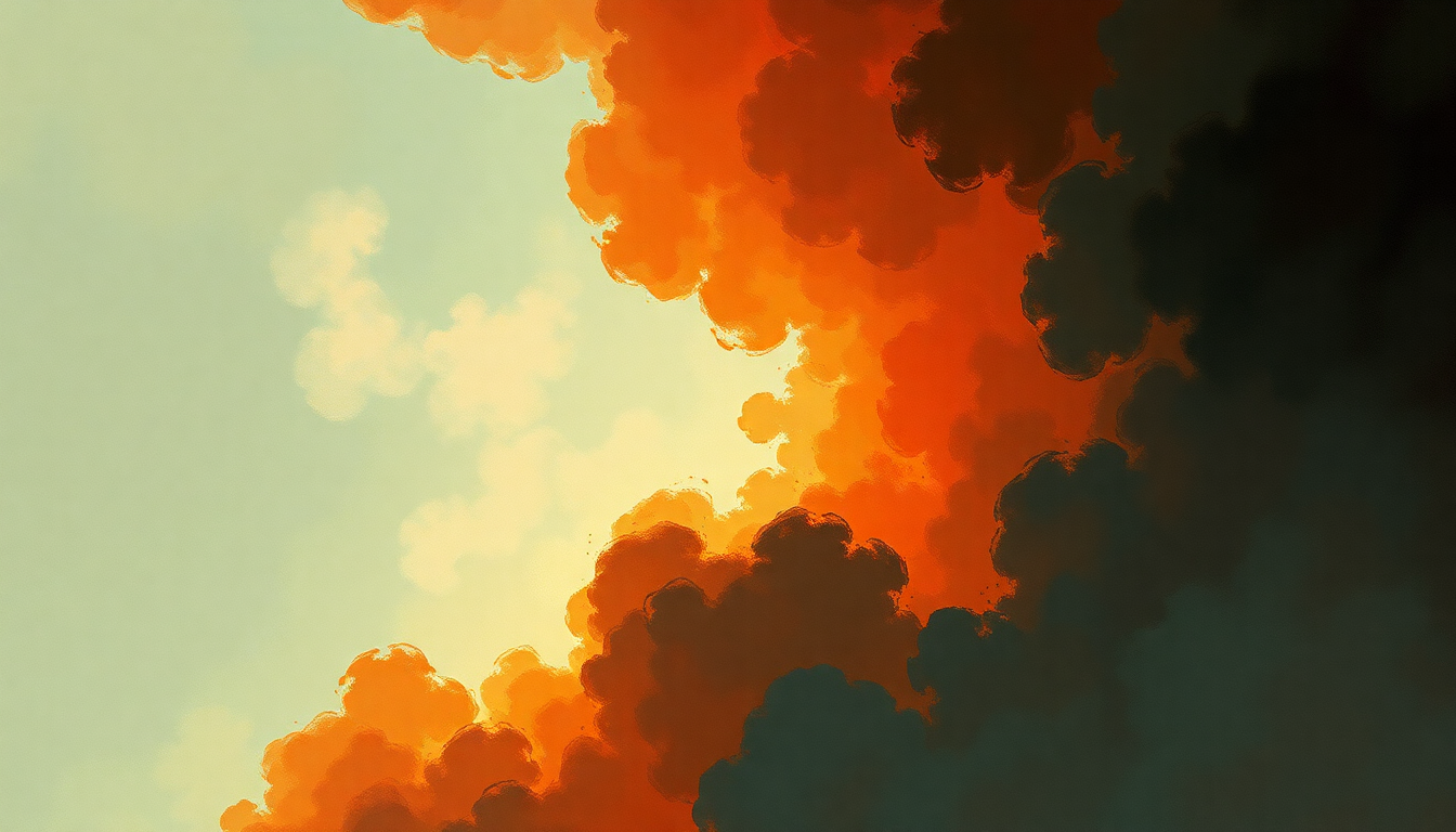 Fan-driven abstract illustration evoking the emotional arc of Funeral for a Friend/Love Lies Bleeding by Elton John