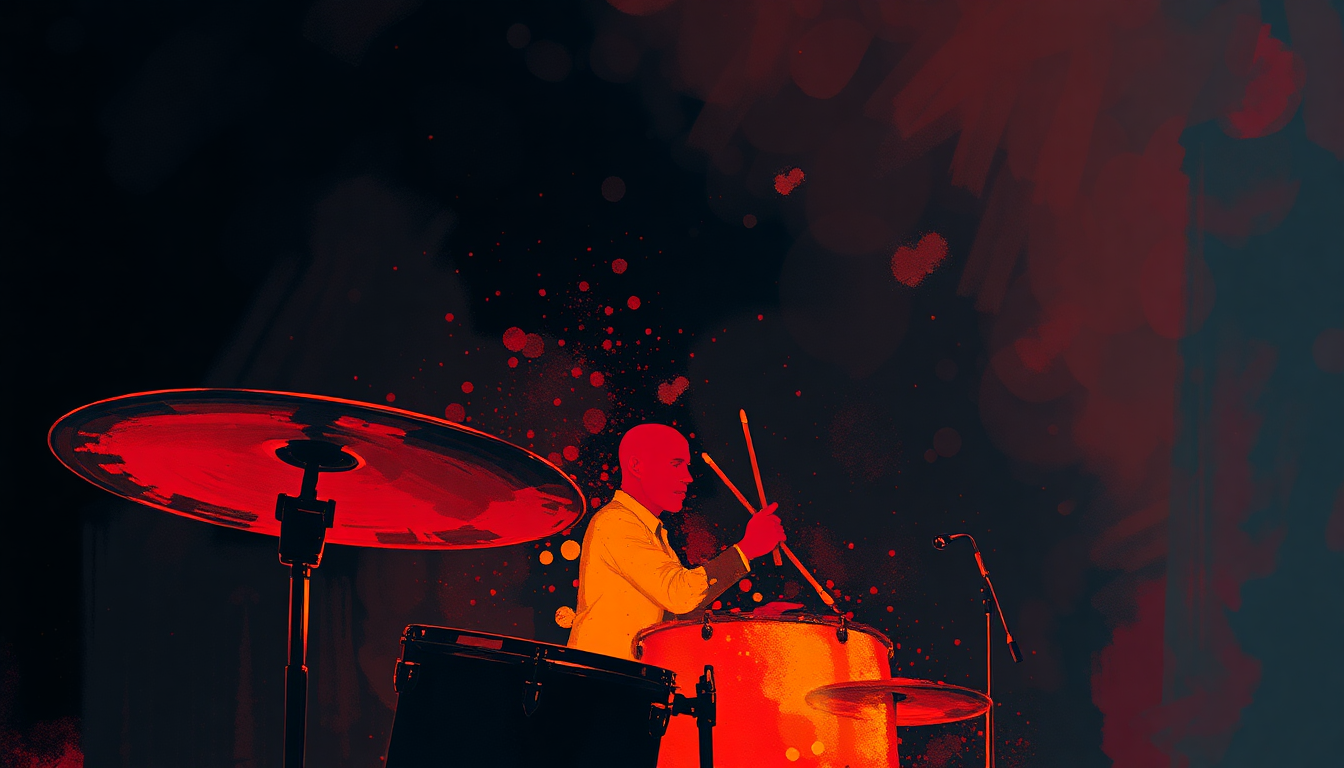 Fan-driven abstract illustration evoking the emotional arc of Funky Drummer by James Brown