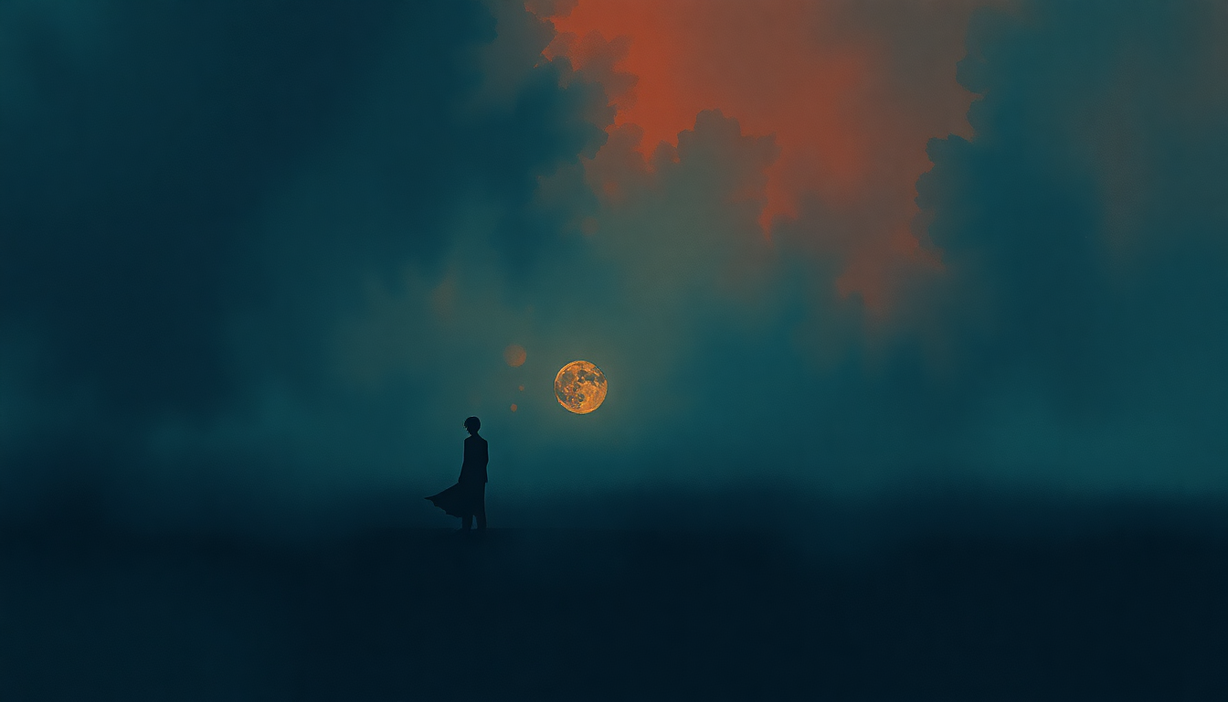 Fan-driven abstract illustration evoking the emotional arc of Gabriel's Oboe by Ennio Morricone
