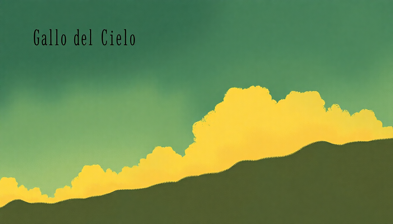 Fan-driven abstract illustration evoking the emotional arc of Gallo del Cielo by Joe Ely