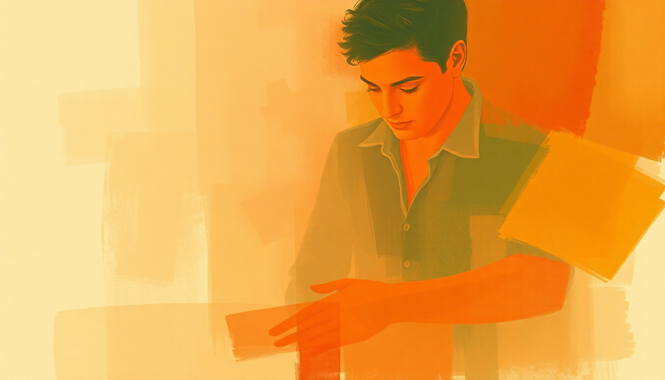 Fan-driven abstract illustration evoking the emotional arc of Get Rhythm by Johnny Cash