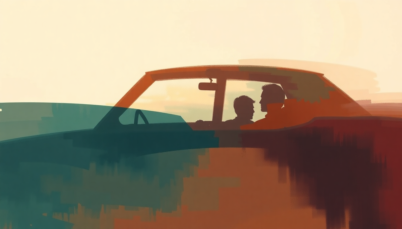 Fan-driven abstract illustration evoking the emotional arc of Getaway Car by Taylor Swift