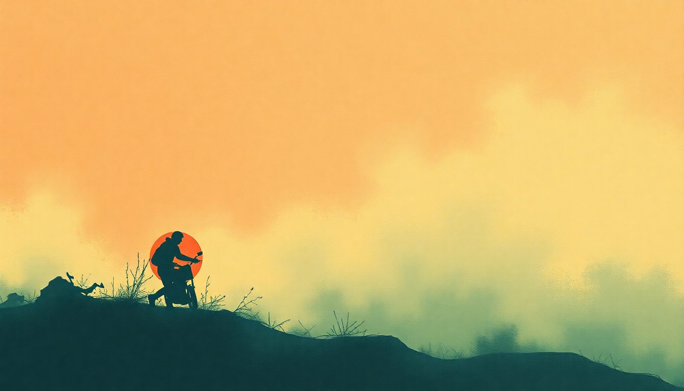 Fan-driven abstract illustration evoking the emotional arc of Ghost Rider by Suicide