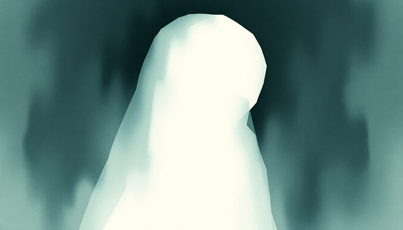 Fan-driven abstract illustration evoking the emotional arc of Ghostin' by Ariana Grande