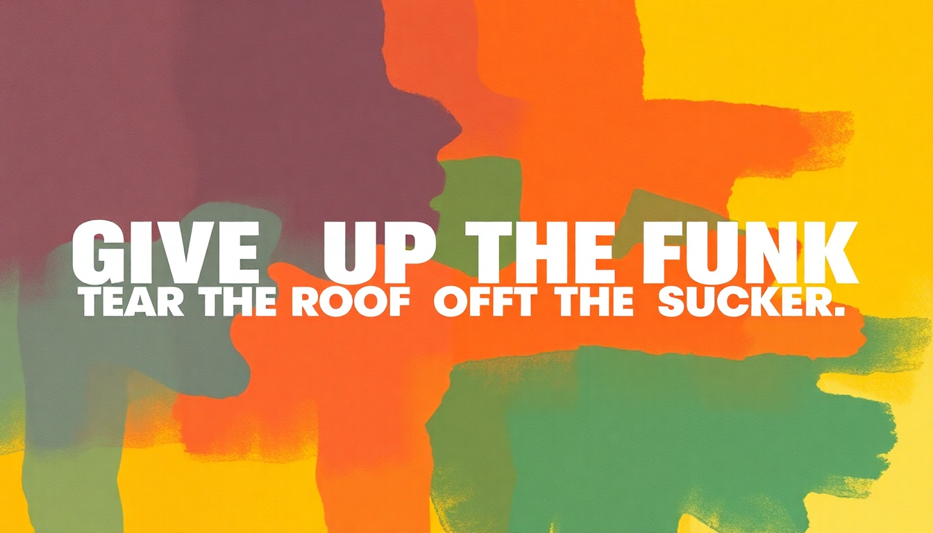 Fan-driven abstract illustration evoking the emotional arc of Give Up the Funk (Tear the Roof off the Sucker) by Parliament