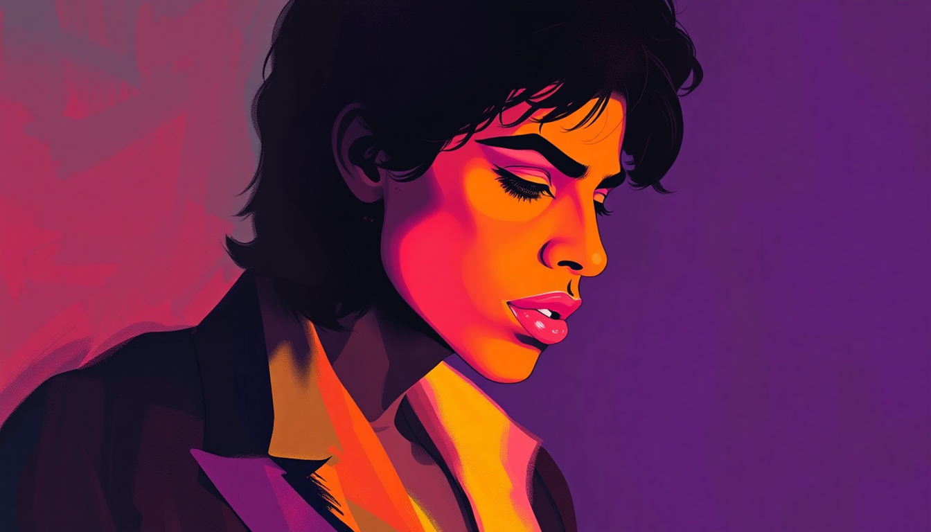 Fan-driven abstract illustration evoking the emotional arc of Glam Slam by Prince