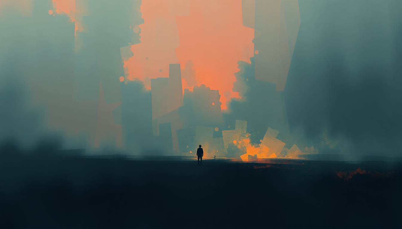 Fan-driven abstract illustration evoking the emotional arc of Gnat by Eminem