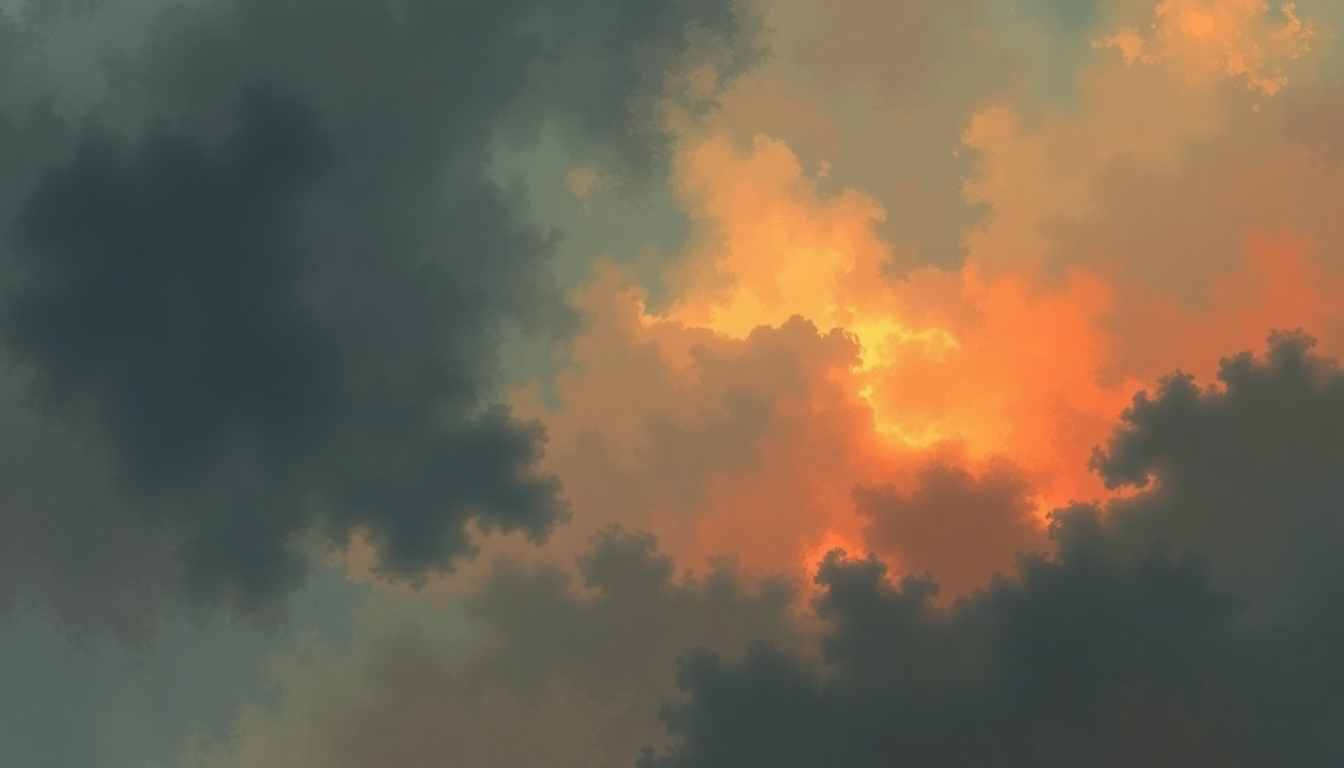 Fan-driven abstract illustration evoking the emotional arc of God Bless by Mono