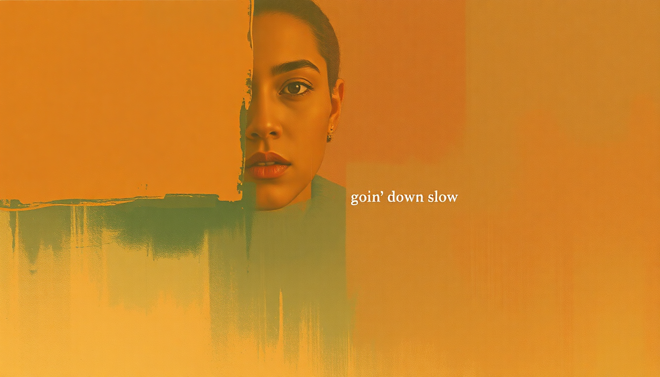 Fan-driven abstract illustration evoking the emotional arc of Goin' Down Slow by Howlin' Wolf