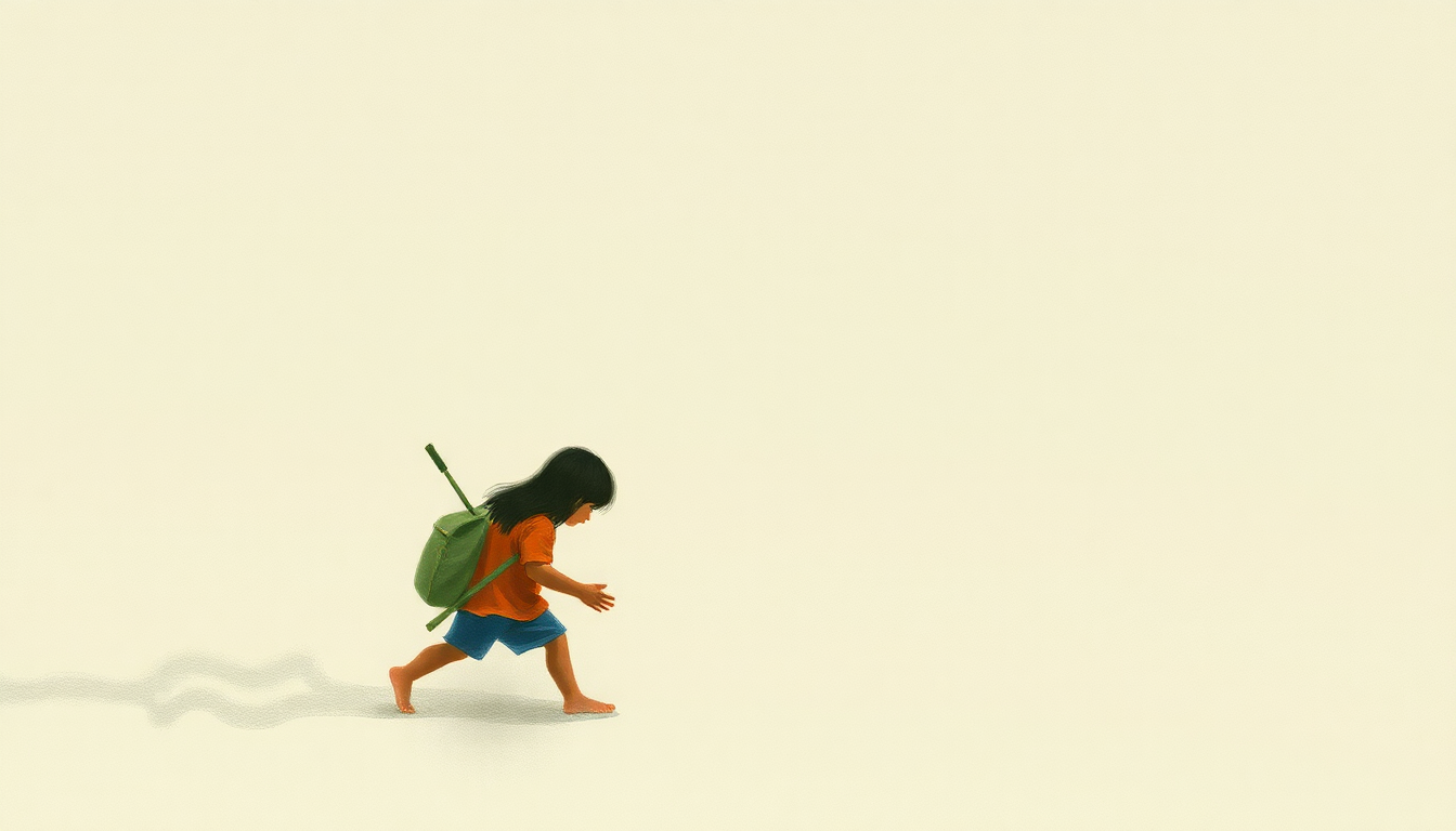 Fan-driven abstract illustration evoking the emotional arc of We're Going on a Bear Hunt by Traditional