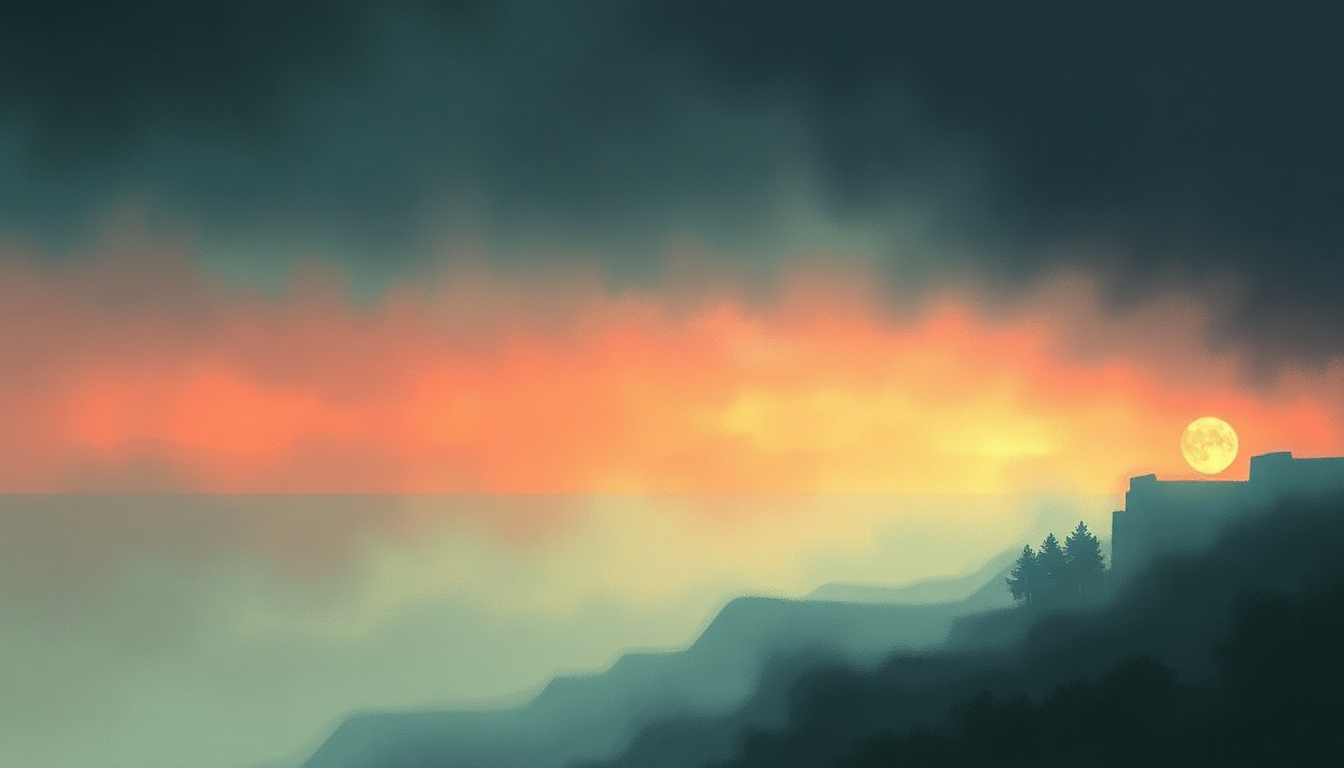 Fan-driven abstract illustration evoking the emotional arc of Gone by Mono