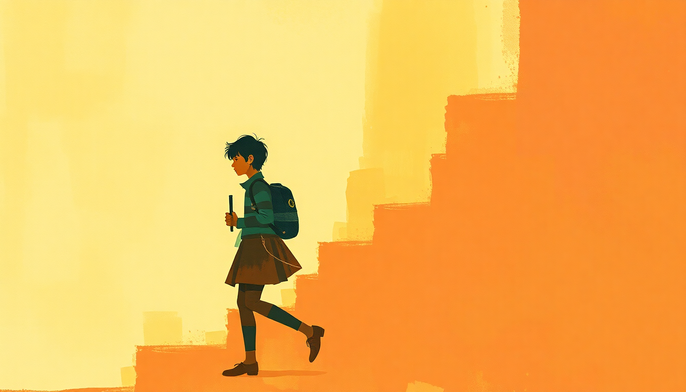 Fan-driven abstract illustration evoking the emotional arc of Good Morning Little Schoolgirl by The Yardbirds
