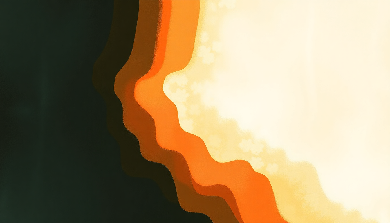 Fan-driven abstract illustration evoking the emotional arc of Grains by Bonobo